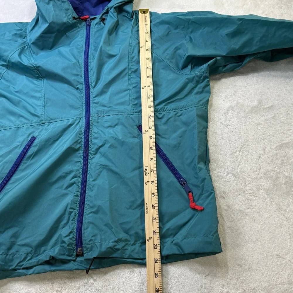Vintage Sierra Designs Rain Jacket Small Teal Blue Nylon Packable Hooded 90s